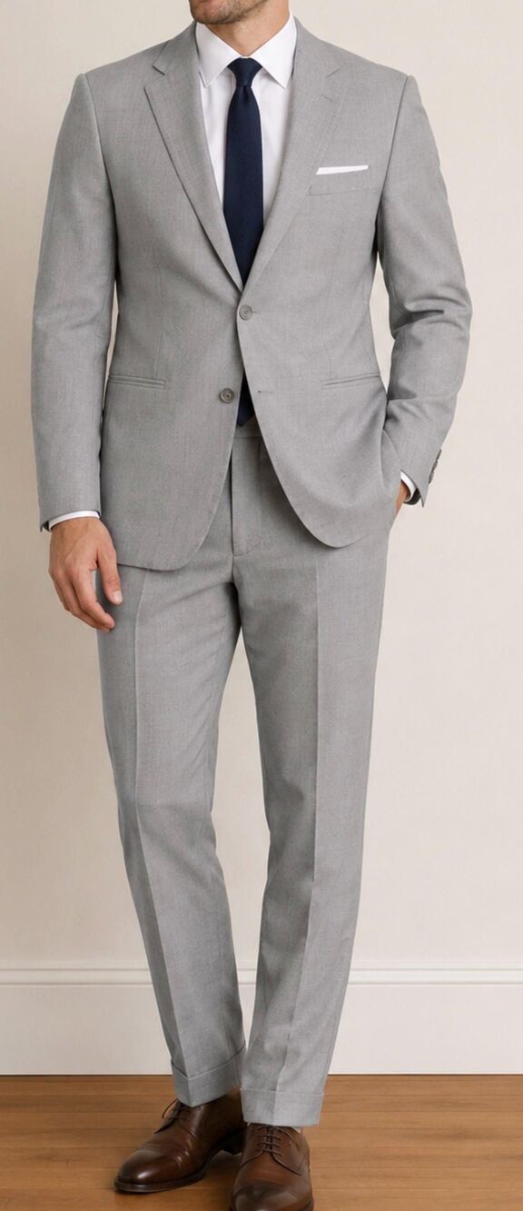 Michael Kors Men’s Light Gray Wool Suit 38S Slim Fit 2 Piece Suit Made in Canada